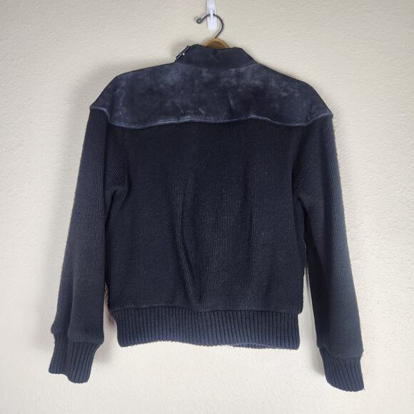Vintage Outdoor Exchange Black 100% Leather Suede & Knit Bomber Jacket, Medium - Picture 6 of 12